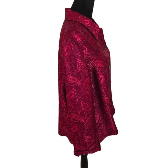 Coldwater Creek Women's Brocade Paisley Button Front Dressy Jacket Red Size 1X - Picture 5 of 11